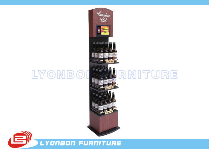 Dark Red MDF Wine Display Stands / Commercial Retail Display Shelving